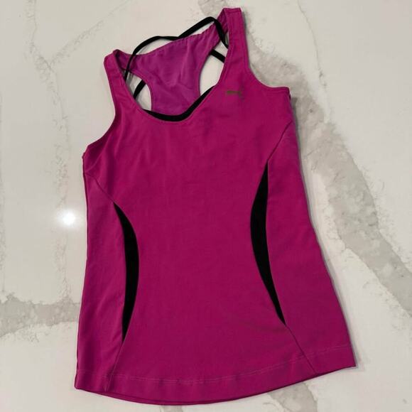 Puma Strappy Racerback Performance Tank Top Women's XS Pink Adjustable Shelf Bra - Picture 2 of 10